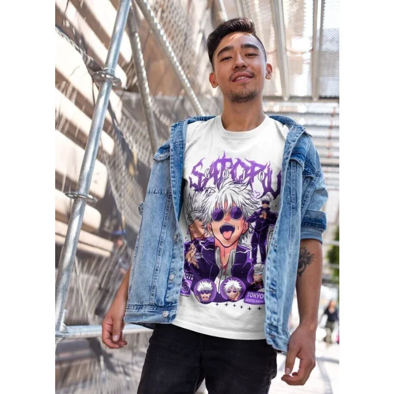 Gojo Satoru T-Shirt Jujutsu Kaisen Mahito Anime Horror Funny Gift Shirt All Size Oversized Graphic T Shirts