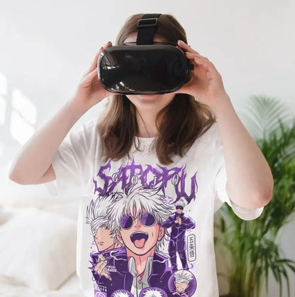 Gojo Satoru T-Shirt Jujutsu Kaisen Mahito Anime Horror Funny Gift Shirt All Size Oversized Graphic T Shirts